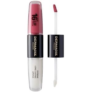 Dermacol 16H Lip Colour - Rossetto e Lucidalabbra Bifasico a Lunga Durata con Oli Naturali e Vitamina E, 2x4 ml