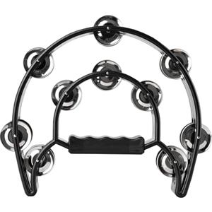 Helweet Tamburello Musicale Percussione, Tamburello a Mano, Strumento Ritmico Musicale, Tambourin, Adatto per la Cerimonia di Benvenuto, Della Festa del Concerto, Matrimoni, Club, Ktv e Celebrazioni, Nero