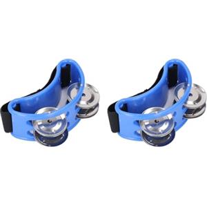 Walfront Tamburello Strumento a Percussione Musicale Piede Regolabile Tamburello in Plastica ABS Shaker a Percussione Musicale per Batteria Chitarre Concerti Feste (BLUE)