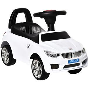 HOMCOM Macchinina Cavalcabile per Bambini 18-36 Mesi con Volante, Fari, Musiche e Vano Portagiochi - Bianco