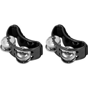 Walfront Tamburello Strumento a Percussione Musicale Piede Regolabile Tamburello in Plastica ABS Shaker a Percussione Musicale per Batteria Chitarre Concerti Feste (BLACK)