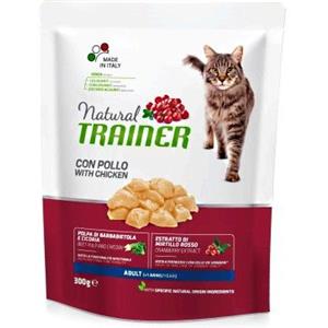Natural Trainer Gatto Adulto Pollo Fresco 300 gr - Alimento Completo e Bilanciato con Prebiotici e Mirtillo Rosso