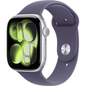 Apple Watch Series 11 GPS + Cellular 42mm Silver Aluminium Case with Purple Fog Sport Band - M/L