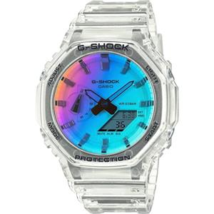 Casio G-Shock GA-2100SRS-7AER - Bracciale con scheletro iridescente, trasparente