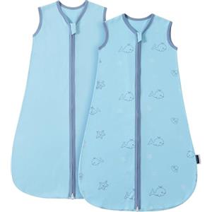 PewinGo Sacco Nanna Neonato PewinGo 0.5 TOG 0-6 Mesi | 2 Pezzi in Cotone 100% | Coperta Indossabile con Doppia Cerniera | Morbido, Traspirante & Lavabile in Lavatrice - Blu