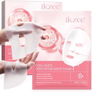 PLOBRT Maschera viso al collagene, 4 confezioni di maschere al collagene, maschera idratante notturna in idrogel, maschere viso al collagene con idratazione profonda, miglioramento dell'elasticità