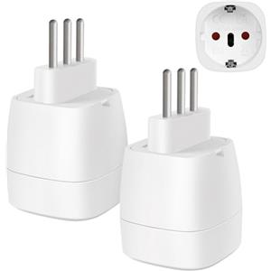 vutizal Adattatore Presa Italiana - Vutizal 2 pezzi Adattatore Universale da Viaggio - 3250W Adattatore Italiana per Cile, Etiopia, Eritrea, Uruguay (Tipo L Bianco)