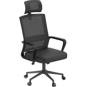 naspaluro Sedia da Ufficio Ergonomica con Supporto Lombare, Poltrona da Ufficio in Rete Traspirante, Regolabile in Altezza di 10 cm, Nero