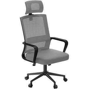naspaluro Sedia da Ufficio Ergonomica con Supporto Lombare, Poltrona da Ufficio in Rete Traspirante, Regolabile in Altezza di 10 cm, Grigio Scuro