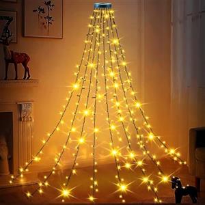 Joltix Luci Albero di Natale, 2M x 8 Fili 200 LED Mantello Luci Albero di Natale, 8 ModalitàImpermeabili Interno Esterno Decorazioni, Adatto per Giardino, Decorazione Natalizia