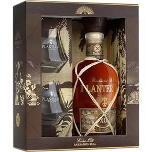 Planteray Rum Xo 20th Anniversary, 700ml, Note Fruttate e Floreali, Rum Scuro Artigianale Invecchiato 20 Anni fra i Caraibi e la Francia, Rum Confezione Regalo con Bicchieri da Degustazione, 40% Vol