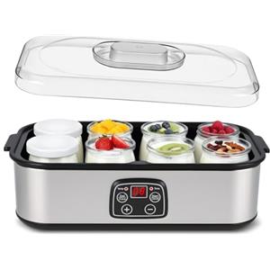 SternSinn Yogurtiera Per Yogurt Greco 1400ml con 8 Vasetti da 180ml, Yogurtiera Con Vasetti Digitale con Timer e Schermo LCD, Temperatura Regolabile 20-55°C, Macchina Yogurt per Casa e Probiotici