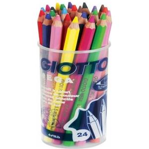 Giotto Mega Pastelli Colorati - Esagonali - Diametro Mina 5,5 mm - Barattolo da 24 Colori Assortiti