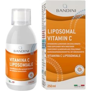 Bandini® Vitamina C Liposomiale Vegan Liquida 250ml, Vitamine C 1000mg Alto Dosaggio, Stanchezza e Affaticamento, Aroma Naturale Arancia, Vitamin C Senza Zucchero come Sodio Ascorbato, Pura da Bere