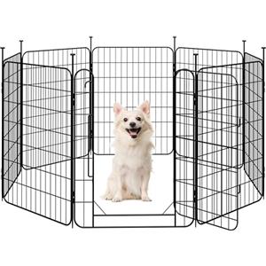 Yaheetech Recinto per Cani da Interno ed Esterno, 80 cm di Altezza a 8 Pannelli, Box Kennel Cancelletto Pieghevole per Cuccioli Conigli Gatti, Recinzione Cancello per Animali Domestici in Acciaio