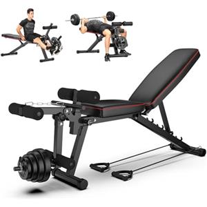 GuHuize Panca pesi regolabile multifunzionale con estensore per gambe e pad preacher, sedia romana per addominali/iperestensione della schiena, panca addominale regolabile, inclinazione piatta, iperestensione