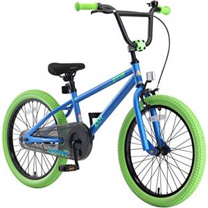 BIKESTAR Bicicletta bambini 6-7 anni da 20 pollici | Bici per bambino et bambina BMX con freno a retropedale et freno a mano | Blu & Verde