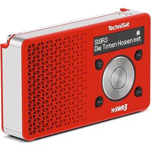 TechniSat DIGITRADIO 1 SWR3-Edition - Radio DAB (piccola, portatile, con altoparlante, DAB+, FM, memoria preferiti, pulsante di selezione diretta su SWR3, 1 Watt RMS) rosso/argento