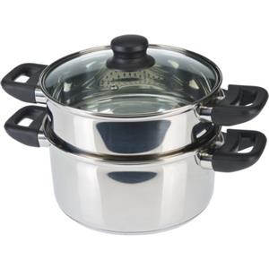 Axentia 220690 Pentola a Vapore con Coperchio, Acciaio Inossidabile, Argento, 29x18x24 cm