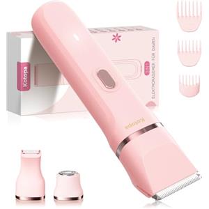 Kotopa Rasoio intimo da donna, 3 in 1, rasoio elettrico da donna, per zona bikini, viso e corpo, bikini senza fili, per zone intime, impermeabile e delicato sulla pelle (Rosa)