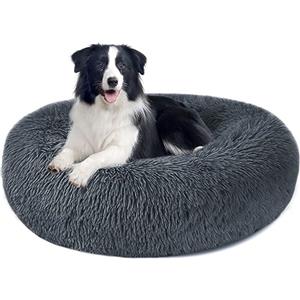 Nepfaivy Cuccia Gatto Cane Antistress Morbida - Cuscino Pelosa per Cani Gatti Interno Nuvola Soffice Peluche Rotondo da Ciambella, Letto Pelosa per Animale Domestico (XL-70cm/27.6in, Grigio Scuro)
