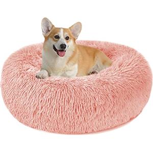 Nepfaivy Cuccia per Cani Gatti Letti Pelosa per Cane Gatto Interno Nuvola Soffice Peluche Rotondo da Ciambella, Cuscino Pelosa per Cani Gtti Piccola Media （L-60cm/23.6in, Rosa