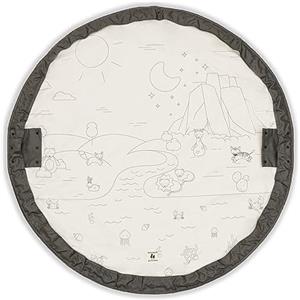 hauck Play N Tidy Tappeto e Borsa 2in1 - Tappeto Gioco Bambini Rotondo 120cm di Diamentro, per Giocare o Gattonare - Tappeto Bambini con Cordoncino, si Trasforma in Sacco Portagiochi - Grigio Scuro