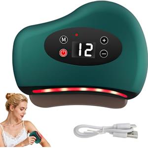 Kouamor 12 livelli di vibrazione per fascite plantare, raschietto USB per piedi, massaggiatore per pediluvio, strumento Gua Sha per il corpo con luce rossa riscaldata, per la cura muscolare di tutto il corpo