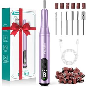 Vexloria Fresa per Unghie, 20000RPM, elocità Regolabil Lima Unghie Elettrica, Fresa Unghie, Manicure e Pedicure, Trapano Elettrico con Casa e Salone Usare, viola