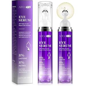 CiAIplw Siero per Gli Occhi Con 8% di Caffeina e 8% di Retinolo, Acido Ialuronico e Peptidi di Niacinamide per le Borse Gonfie, le Occhiaie, le Rughe e le Rughette, Crema per le Occhiaie, 0.5 fl. oz