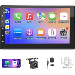 REAKOSOUND [2GB+32GB] Autoradio 2 Din con 7 Pollici Touchscreen Stereo Auto Supporta Wireless Carplay&Android Auto, Autoradio Bluetooth con Telecamera 4K, Microfono, Bluetooth Vivavoce, Mirror Link, GPS/WiFi