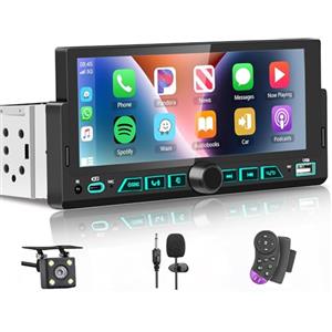 TOYOUSONIC Autoradio 1 DIN con DAB 6.9 Pollici Touchscreen Stereo Auto con Android Auto & CarPlay, Supporta Bluetooth Vivavoce/FM/Mirror Link/USB/EQ + Microfono,Telecamera Posteriore,Telecomando