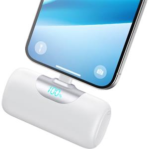 QODJN Mini Power Bank per iPhone 5500mAh, 15W PD Ricarica Rapida Powerbank Ultra Compatto Caricatore Portatile Batteria Esterna con LED Display per iPhone 14/13/12/11/XR/8/7 Serie