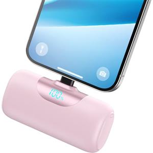 QODJN Mini Power Bank per iPhone 5500mAh, 15W PD Ricarica Rapida Powerbank Ultra Compatto Caricatore Portatile Batteria Esterna con LED Display per iPhone 14/13/12/11/XR/8/7 Serie