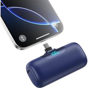 QODJN Mini Power Bank USB C 5500mAh, Ultra Compatto Powerbank 15W PD Ricarica Rapida Caricabatterie Portatile Batteria Esterna con LED Display per iPhone 17/16/15, Samsung Galaxy, Note, Huawei ecc