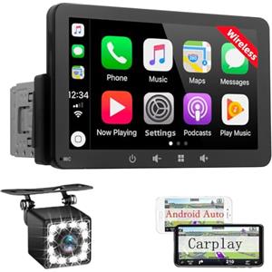 XINROAM Autoradio 1 DIN Compatibile con Wireless Carplay & Android Auto - 7 Pollici Touchscreen Stereo Auto Bluetooth con Schermo, Radio Auto con Mirror Link/USB/FM, Supporta Telecamera Posteriore