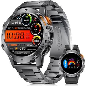 LIGE Smartwatch Uomo con Effettua o Risposta Chiamate, 1.43" HD Orologio Smartwatch con 120+Sport, Contapassi/Sonno/Cardiofrequenzimetro, Impermeabile IP68 Fitness Track per Android iOS 2025