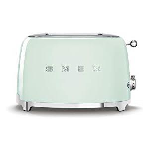 Smeg, Tostapane 2x2 TSF01PGEU, 2 Scomparti per 2 fette, 6 Livelli Doratura, Funzione Riscaldamento, Scongelamento e Bagel, Espulsione Automatica Pane, Cassetto Raccoglibriciole, 950W, Verde Pastello