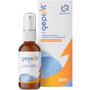 DIGI-PHARM GEPIVIT Integratore Multivitaminico Completo Spray con Vitamina D E B3 B5 B1 B6 B12 Zinco Acido Folico Rame Iodio Selenio Biotina MAde in Italy