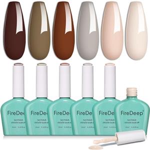 Firedeep Set di 6 colori di smalto gel autunnale beige marrone tortora Hema Free Soak Off Salon Home Regalo per donne