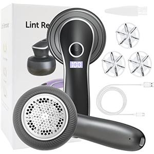 SOARFLY Levapelucchi Elettrico, leva pelucchi elettronico, Ricaricabile USB Togli Pelucchi Elettrico per Abiti, 2000 MAh/Display LED/3velocità Regolabili/Taglia Pelucchi a 6 Lame per vari Tessuti - Nero