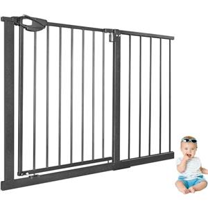 XINZI Cancelletto di Sicurezza per Scale Bambini Senza Foratura 105-115 cm Cancello per Porta Scale Bambini Auto-Chiusura 180° Apertura a Doppio Senso Cancelletto per Animali Domestici, Nero