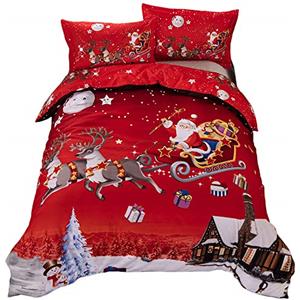Shamdon Home Collection Copripiumino Babbo Natale, set di biancheria da letto Decorazione natalizia per interni, regali per Natale