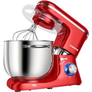AUMATE Robot da cucina 1400 W, impastatrice da 8 l, impastatrice con gancio, gancio per impastare, frusta, 6 velocità, frullatore (rosso)