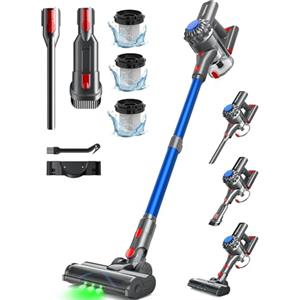 Ivormentico Aspirapolvere Senza Fili, 50Mins/40KPA Scopa Elettrica Senza Fili, Aspirapolvere con LED Verde, Aspirapolvere Verticale con Batteria Rimovibile per Tappeti/Peli Animali, Blu Scuro