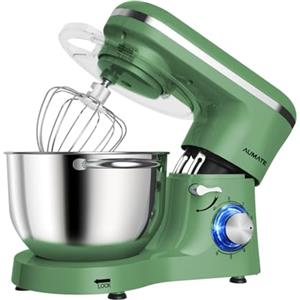 AUMATE Robot da cucina, 1400 W, impastatrice da 6,2 l, impastatrice con gancio, gancio per impastare, frusta, 6 velocità, frullatore (verde oliva)