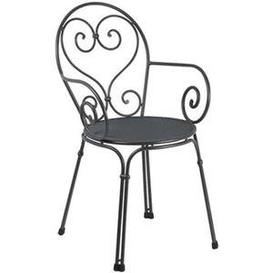 Emu Poltrona Impilabile Pigalle in Ferro Antico - Design Bistrot Francese con Motivo Decorativo