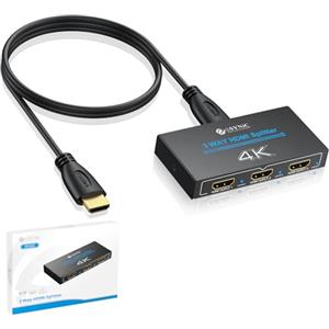 eSynic HDMI Splitter 1 In 3 Out 4K@30HZ 3D con 1m Cavo HDMI, 3 Vie Splitter HDMI Supporta HDCP 1.4 Bypass, 1X3 Sdoppiatore con Involucro in Metallo per Fire Stick Console Blu-ray