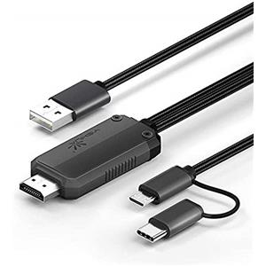 YEHUA Cavo da USB C a HDMI, 2-in-1 Micro USB/MHL a Adattatore HDMI 1080P per Tutti i Telefoni/Tablet Android/USB C iPad a TV/Proiettore