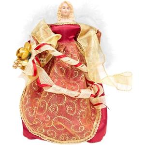 The Christmas Workshop 82000 - Puntale per Albero di Natale a Forma di Angelo, 30 cm, Colore: Rosso/Oro
